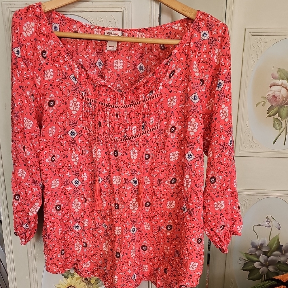 Mossimo Supply Co. Red Floral Blouse